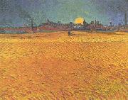 Vincent Van Gogh Sunset : Wheat fields Near Arles oil painting on canvas